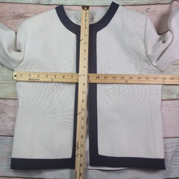 Vintage White & Navy Cropped Open Front Blazer By Lilli Ann, Women's Small - Picture 4 of 9